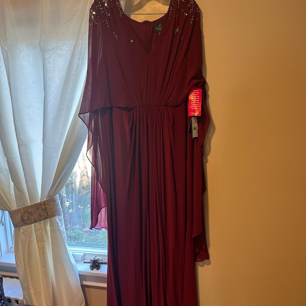 Adrianna Papell Women's AP1E209131 Chiffon V Neck Beaded Dress 18 - NWT